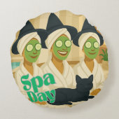 Witch Spa Day Funny Humor ラウンドクッション (裏面)