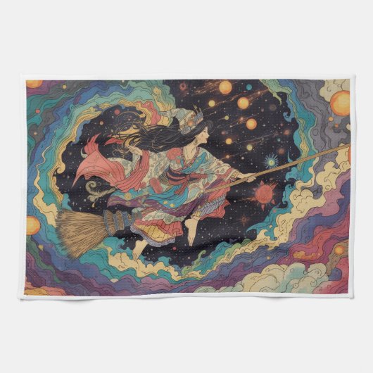 Witch tea towel キッチンタオル (横)