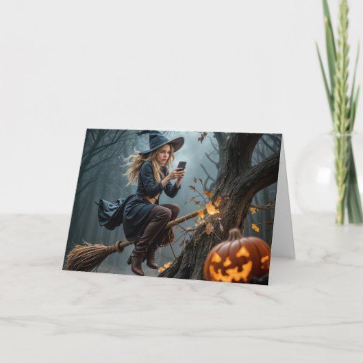 Witch Texting While Flying On a Broom カード (正面)