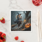 Witch Texting While Flying On a Broom スタンダードカクテルナプキン (インサイチュ)