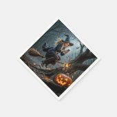 Witch Texting While Flying On a Broom スタンダードカクテルナプキン (角)