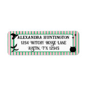 Witch Themed Pink & Green Halloween Return Address ラベル (正面)