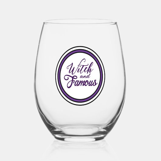 Witch themed Purple Halloween Party Favor ステムなしワイングラス (正面)