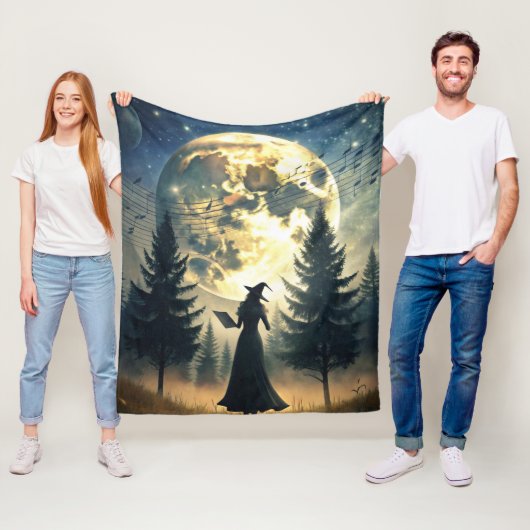 Witch Under Full Moon Enchanted Night フリースブランケット (インサイチュ)