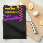 Witch Vibes Halloween Neon Checkered Bow キッチンタオル (四つ折り)