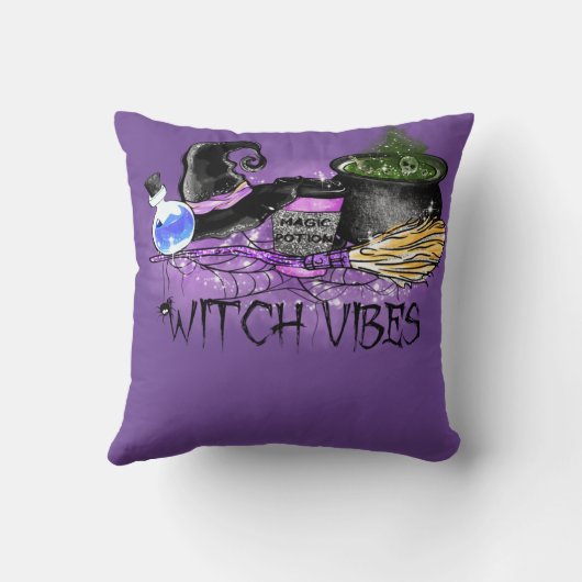 Witch Vibes - Spooky Halloween Coffee クッション (裏面)
