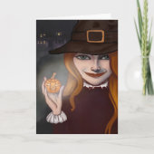 Witch w/Jack O'Lantern 5"x 7"折り畳みカード カード (正面)