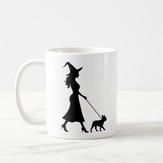 Witch Walking Frenchie コーヒーマグカップ (左)