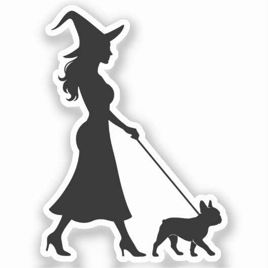 Witch Walking Frenchie  シール (正面)