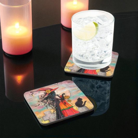 Witch Way Halloween Art by Molly Harrison コースター