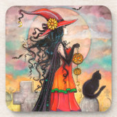 Witch Way Halloween Art by Molly Harrison コースター (正面)
