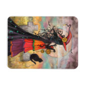 Witch Way Halloween Witch Art マグネット (横)