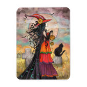 Witch Way Halloween Witch Art マグネット (縦)