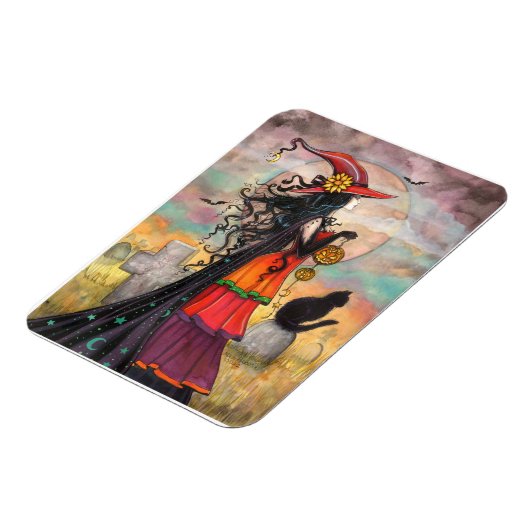 Witch Way Halloween Witch Art マグネット (左側)