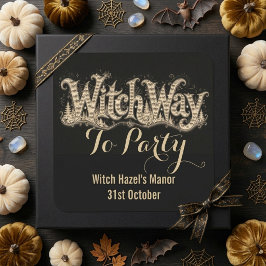 Witch Way to Party Vintage Distressed Parchment  スクエアシール