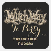 Witch Way to Party Vintage Distressed Parchment スクエアシール (正面)