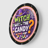 Witch Way To The Candy Halloween ラージ壁時計 (傾斜)