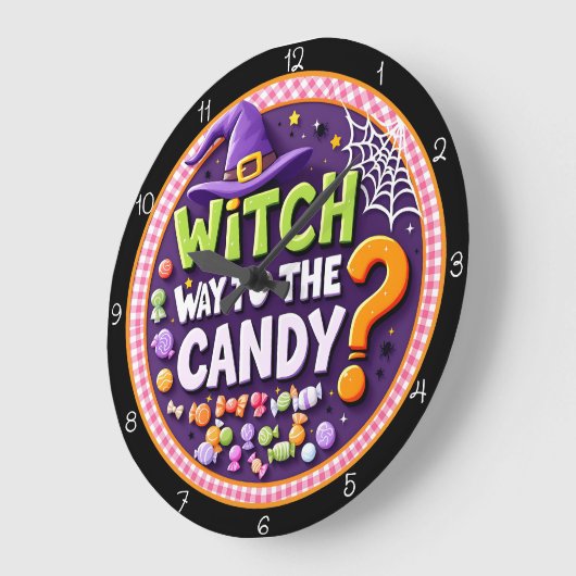 Witch Way To The Candy Halloween ラージ壁時計 (傾斜)