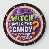 Witch Way To The Candy Halloween ラージ壁時計 (正面)
