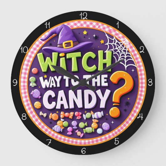 Witch Way To The Candy Halloween ラージ壁時計 (正面)
