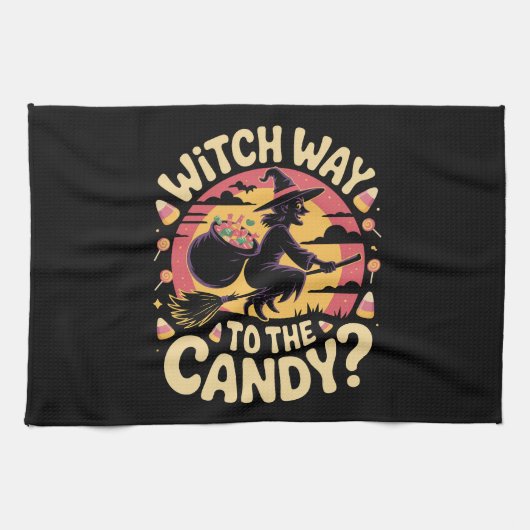 Witch Way to the Candy Halloween T-shirt キッチンタオル (横)