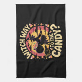 Witch Way to the Candy Halloween T-shirt キッチンタオル (縦)