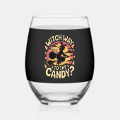 Witch Way to the Candy Halloween T-shirt ステムなしワイングラス (正面)