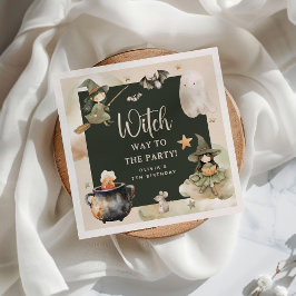 Witch Way to the Party' Kids Halloween Birthday スタンダードカクテルナプキン
