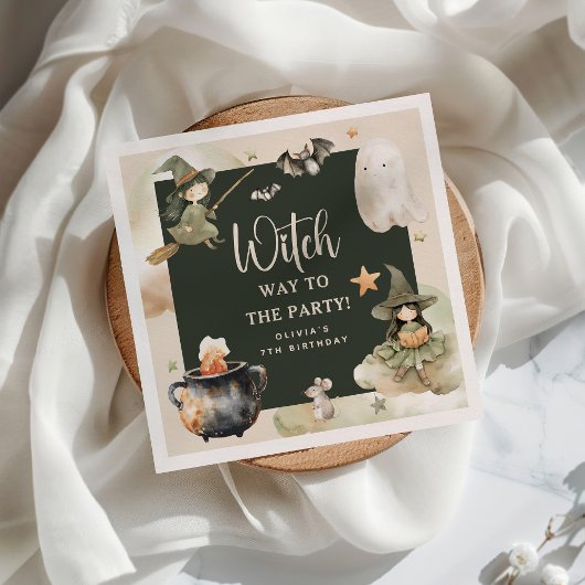 Witch Way to the Party' Kids Halloween Birthday スタンダードカクテルナプキン