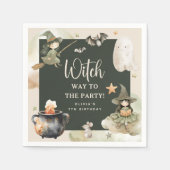 Witch Way to the Party' Kids Halloween Birthday スタンダードカクテルナプキン (正面)