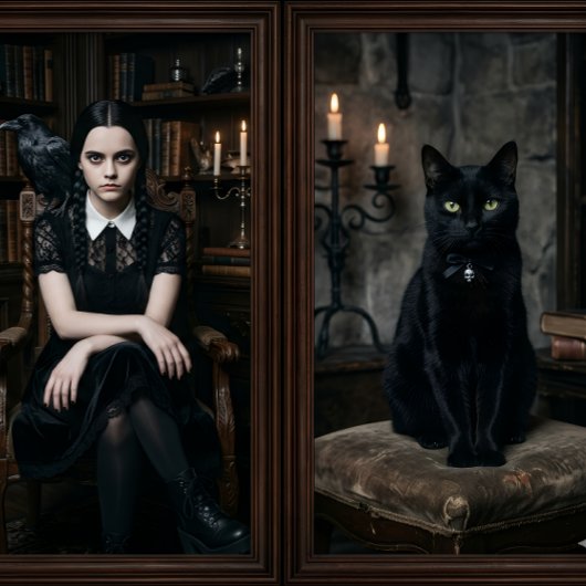 Witch with Black Cat - decoupage paper - Wrapping ラッピングペーパーシート
