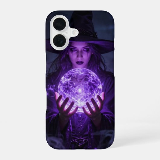 Witch with Glowing Orb Purple Case iPhone 16ケース (裏面)
