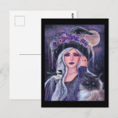 Witch with kitty labels by Renee Lavoie ポストカード (正面/裏面)