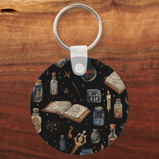 Witchcraft Potion Pattern – Halloween Magic キーホルダー (正面)