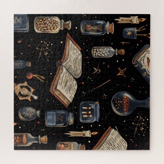 Witchcraft Potion Pattern – Halloween Magic ジグソーパズル (横)