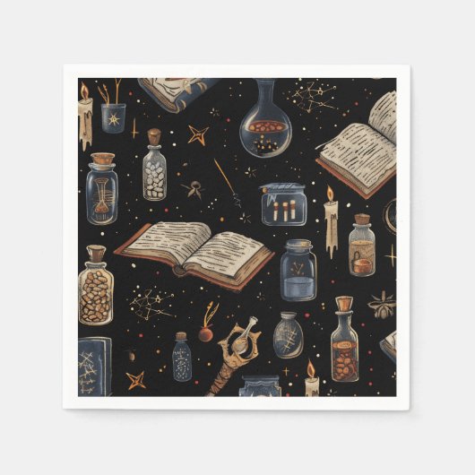 Witchcraft Potion Pattern – Halloween Magic スタンダードカクテルナプキン (正面)