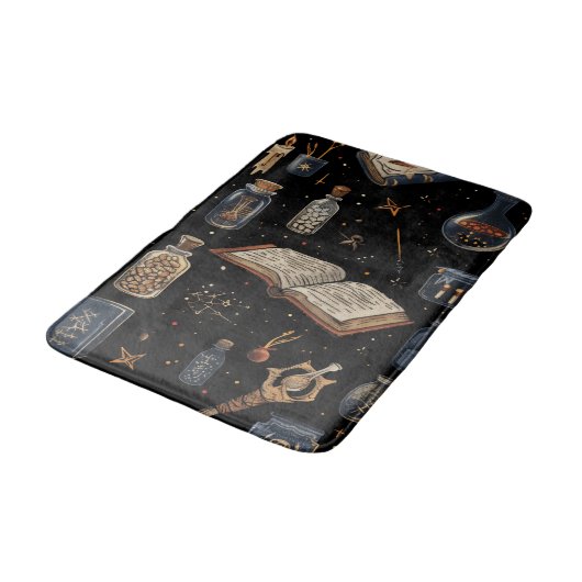 Witchcraft Potion Pattern – Halloween Magic バスマット (アングル)