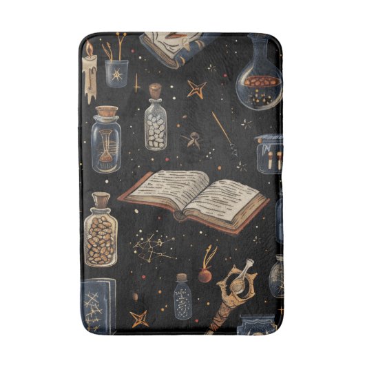 Witchcraft Potion Pattern – Halloween Magic バスマット (正面縦)