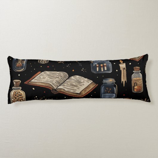 Witchcraft Potion Pattern – Halloween Magic ボディピロー (裏面)