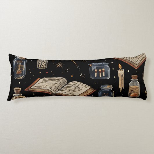 Witchcraft Potion Pattern – Halloween Magic ボディピロー (正面)