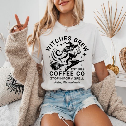 Witches Brew Salem Coffee Addict Halloween Witch  Tシャツ