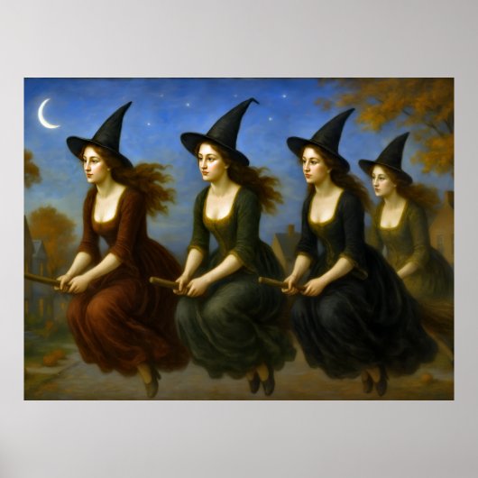 Witches flying on the brooms ポスター (正面)