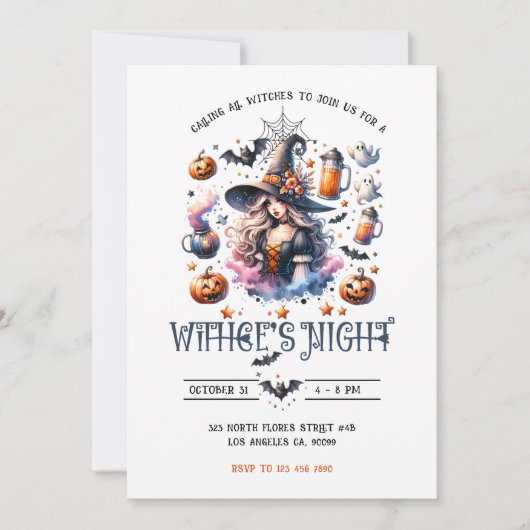 Witches Night Halloween Party Invitation 招待状 (正面)