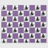 Witches on Purple & White Checkered Wrapping Paper ラッピングペーパー (フラット)