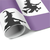 Witches on Purple & White Checkered Wrapping Paper ラッピングペーパー (ロールコーナー)
