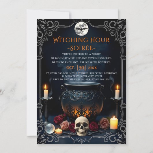 Witching Hour Soirée cauldron adult Halloween  招待状 (正面)