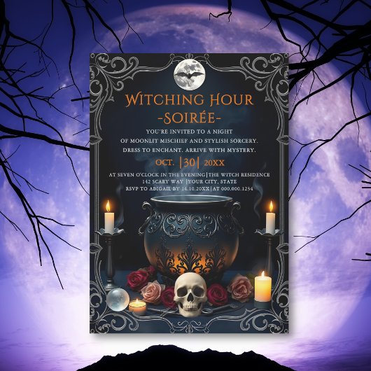 Witching Hour Soirée cauldron adult Halloween  招待状
