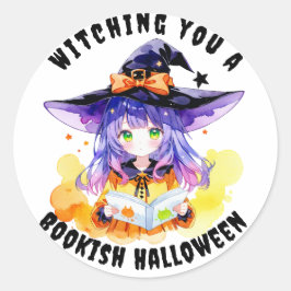 Witching you a Bookish Halloween ラウンドシール