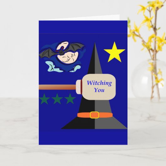 Witching You Card Blue Background カード (黄色い花)