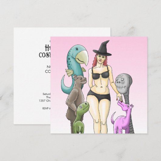 Witch's Halloween Party 招待状 (正面/裏面)
